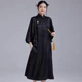 陌遇2025春夏新款 宽松连衣裙 民国风改良提花段旗袍裙气质日常大码