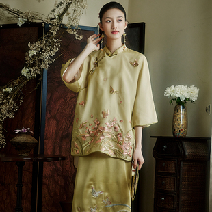 陌遇丨兰蕙丨民国风改良 100%真丝刺绣复古太太服 中式唐装上衣