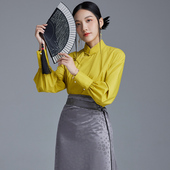 中国风茶艺服装 女改良唐装 旗袍中式 陌遇2025春夏新款 盘扣上衣衬衫