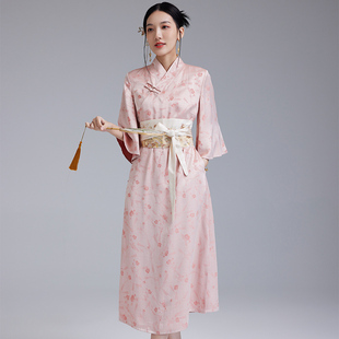 陌遇2025年秋季新款改良汉元素交领旗袍裙新式日常中长款连衣裙