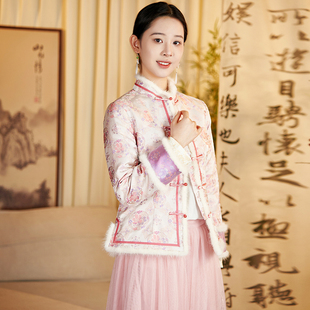 唐装 陌遇中国风冬季 水貂毛高端温婉气质中式 非遗宋锦 外套 新款