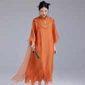 中式 陌遇 改良100%真丝云肩刺绣大码 中国风新款 旗袍连衣裙 云霓