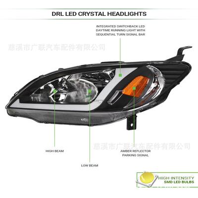 适用于HONDACIVIC2004思域汽车大灯总成LED头灯