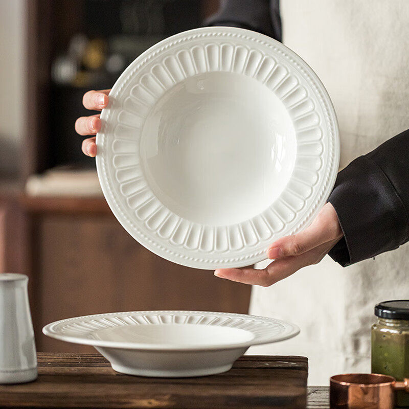 盘子家用菜盘2026新款高级感西餐牛排餐盘草帽盘日式复古陶瓷餐具,餐饮具,盘,淘宝优惠券,粉丝福利购,淘宝优惠卷