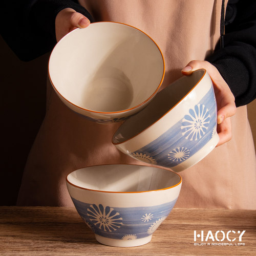 陶瓷釉下彩日式拉面碗6英寸