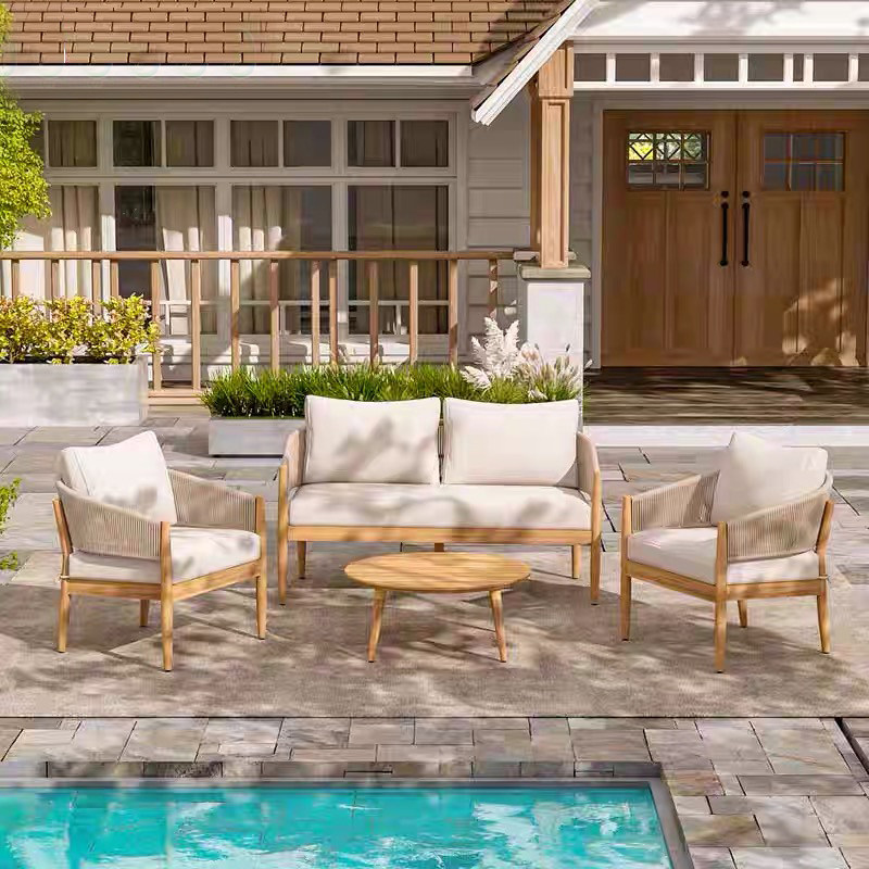 户外藤编沙发庭院酒店民宿露天阳台实木茶几组合室外花园休闲家具,住宅家具,户外沙发,淘宝优惠券,粉丝福利购,淘宝优惠卷