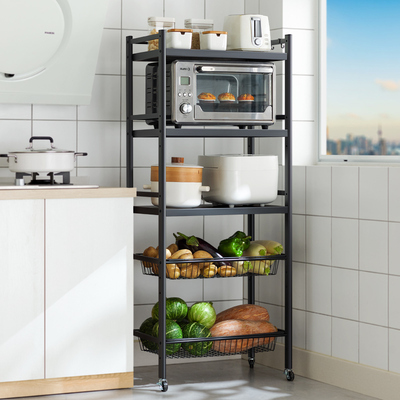 厨房置物架落地多层锅具烤箱微波炉储物架多功能菜篮子蔬菜收纳架