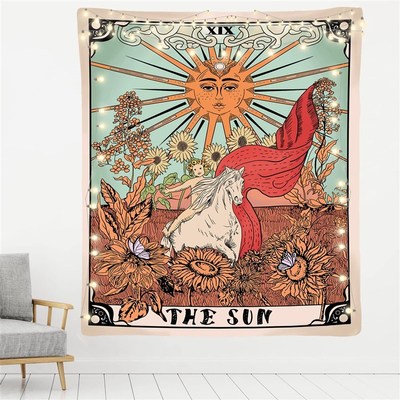 欧美家居装饰复古塔罗挂毯彩色欧洲墙壁艺术挂布背景布tapestry星