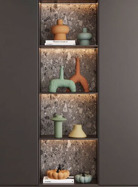 欧式轻奢酒柜壁柜摆件美式黑金色抽象艺术人物雕塑餐边柜墙饰摆设