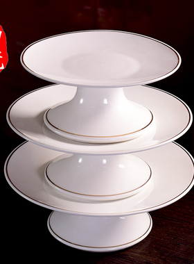 家用供佛佛前白色陶瓷描金供具香炉水果供盘圣水杯花瓶香桶筒烛台