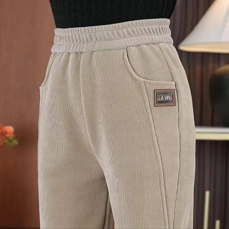 大码加绒加厚灯芯绒洋气直筒裤女高腰显瘦中年妈妈松紧腰保暖裤子,女装/女士精品,大码裤装,淘宝优惠券,粉丝福利购,淘宝优惠卷