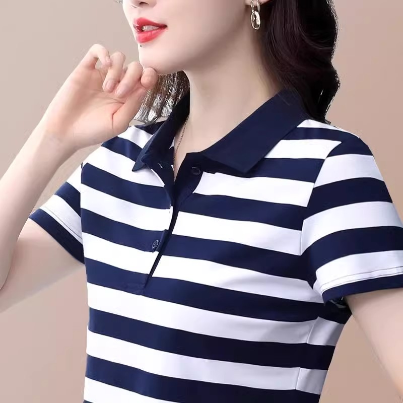 百搭polo衫大码女装翻领上衣女