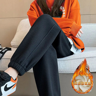 宽松显瘦保暖卫裤 加绒加厚裤 束脚哈伦裤 妈妈运动长裤 子女秋冬新款