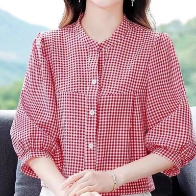 中老年女士气质显瘦七分袖衬衣