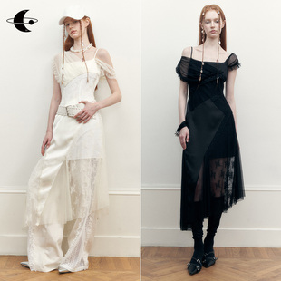 创世纪元【纱影流光】不规则蕾丝薄纱连衣裙女气质度假显瘦长裙子
