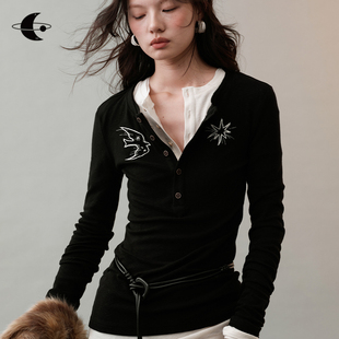 羽影星踪 00创世纪元 星星飞鸟刺绣 修身 恤