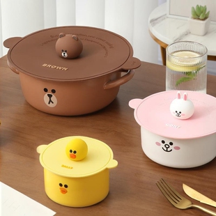 LINE FRIENDS卡通硅胶保鲜盖碗盖杯盖防尘密封锁鲜食品级通用盖子