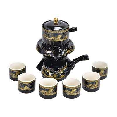 懒人茶具防烫石磨陶瓷旋转茶壶