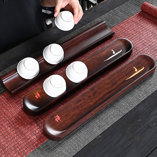 黑檀木茶杯沥水架功夫茶桌小型茶具收纳架整块实木晾杯架茶道配件
