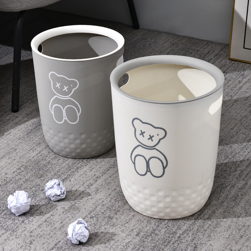 无盖圆形大容量带提手垃圾桶