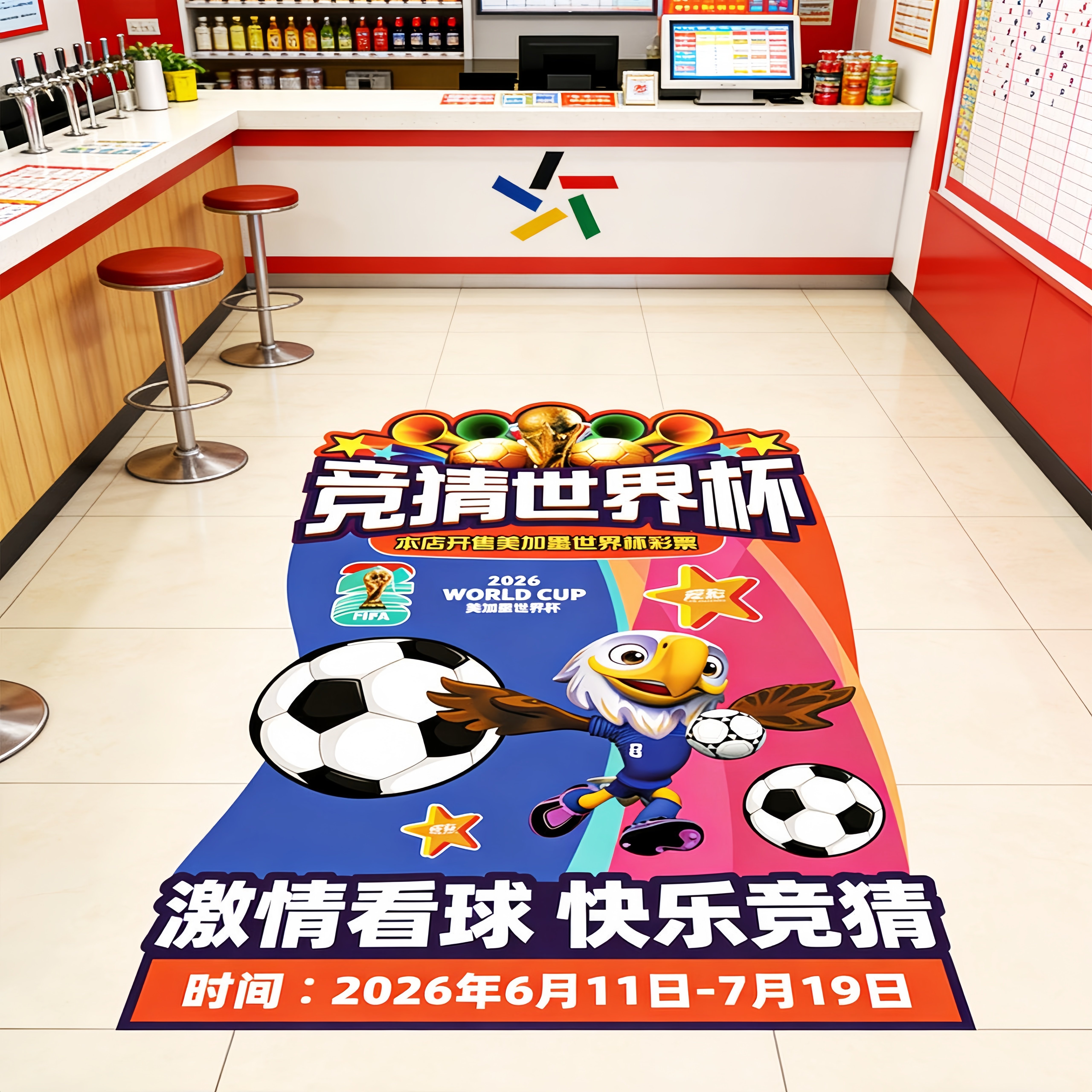 2026世界杯主题装饰地贴体彩宣传