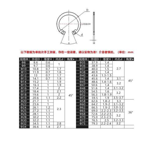 65锰GB893孔用弹性挡圈内卡卡簧C型挡圈弹簧挡圈M3M4M5-260全系列
