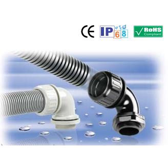 AD13弯角尼龙浪管固定接头/90度弯角防水接头/仿全冠浪管接头M16