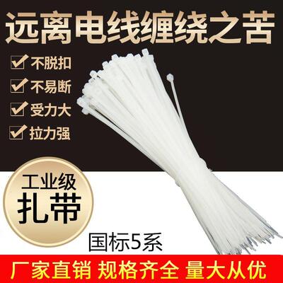 尼龙扎带 厂家直销足量白色5x100mm/5x650mm自锁式塑料束线绑线带