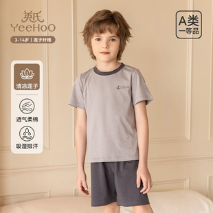 2026新款 家居服套装 短裤 英氏儿童睡衣男童女童中大童分体睡衣短袖