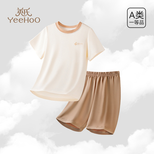 英氏儿童睡衣男童女童夏季a类短袖短裤中大童家居服套装2026新款