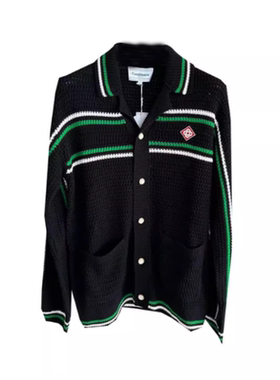 casablanca 手工编织 夏威夷西西里风格休闲百搭高级感长袖黑毛衣