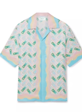 casablanca 26 粉弹幕  印花 宫廷西西里风男女同款 丝绸长袖衬衫