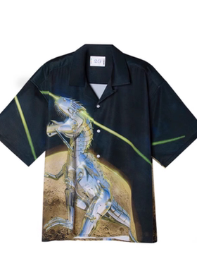 casablanca 26 黑空山基 印花 宫廷西西里风男女同款 丝绸衬衫