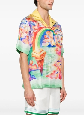 casablanca 25s 彩虹幻像 夏威夷度假英伦风丝绸百搭男女短袖衬衫