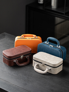 高档皮盒户外旅行茶具包装盒空礼盒化妆品大容量收纳盒便携包定制