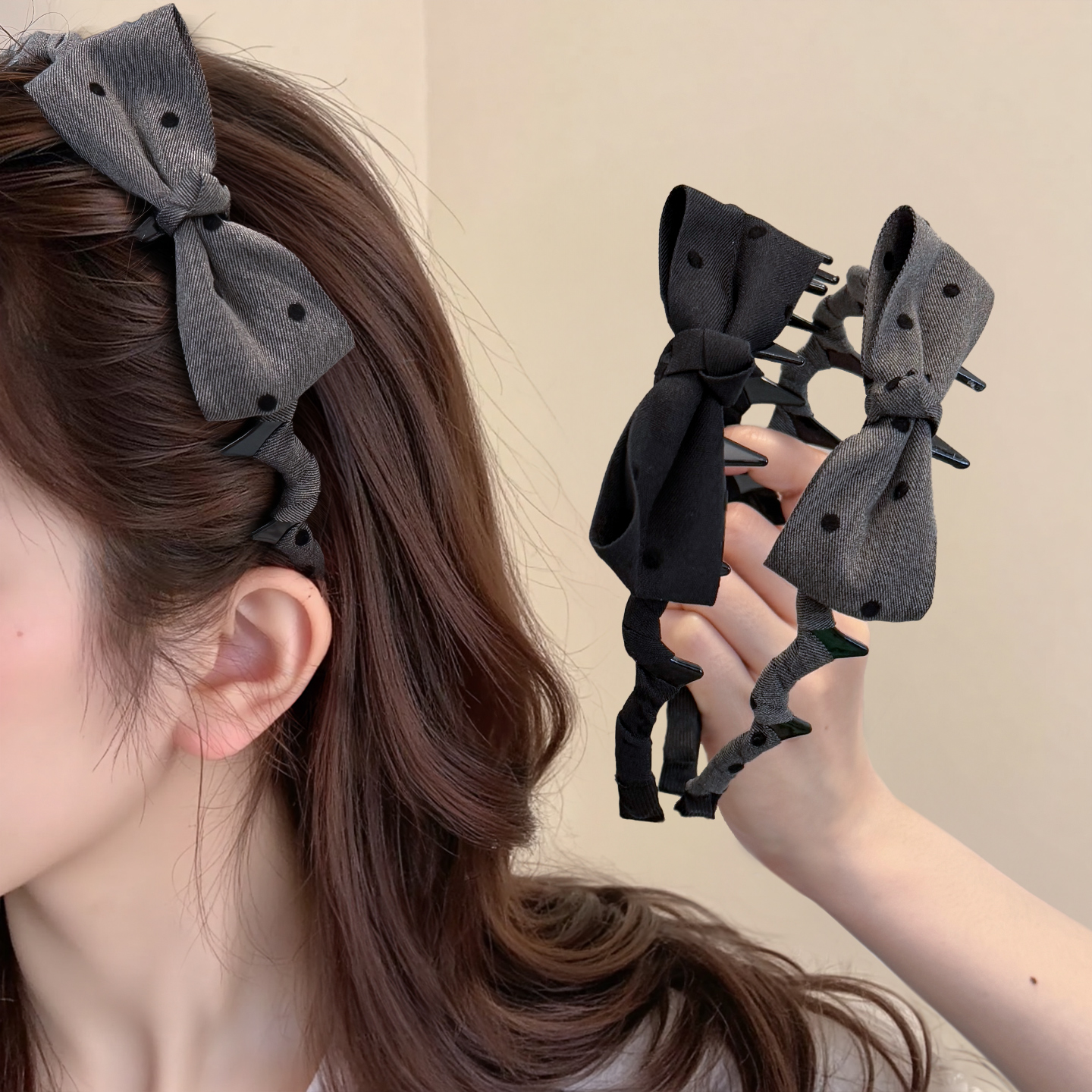 法式优雅蝴蝶结波浪发箍