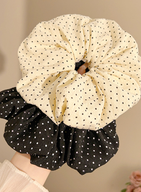 韩系黑色波点大肠发圈女高级感慵懒风扎头发头绳丸子头百搭发饰