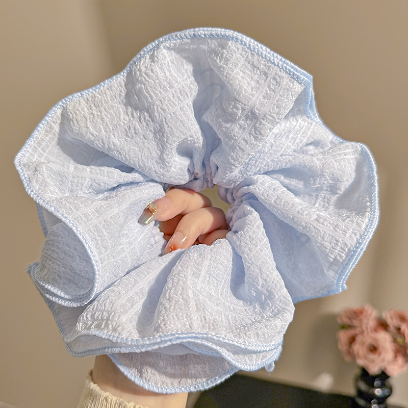 四层褶皱蓝色花边大肠发圈