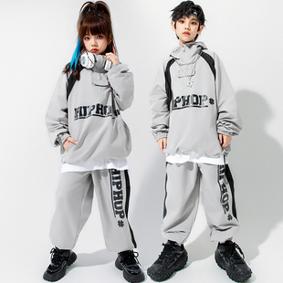 街舞儿童潮服嘻哈童装 女童走秀炸街潮牌 hiphop演出服男童宽松套装
