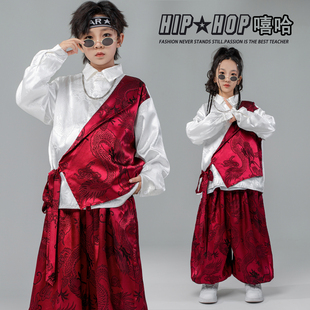 元旦中国风演出服儿童街舞潮服男童国潮套装少儿hiphop女童表演服