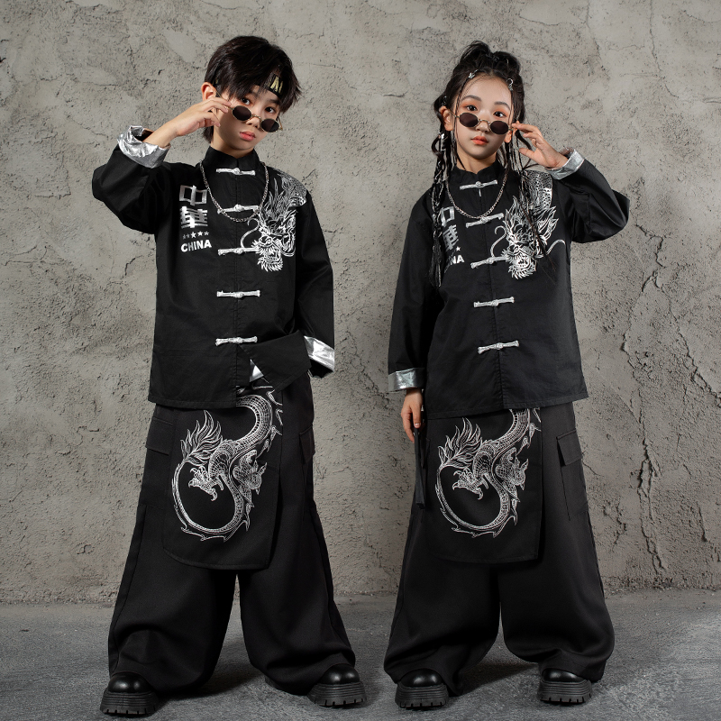 中国风演出服儿童表演hip-hop
