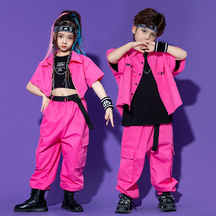 hiphop嘻哈表演服 旦演出服男童工装 女童爵士舞服装 街舞儿童潮服元