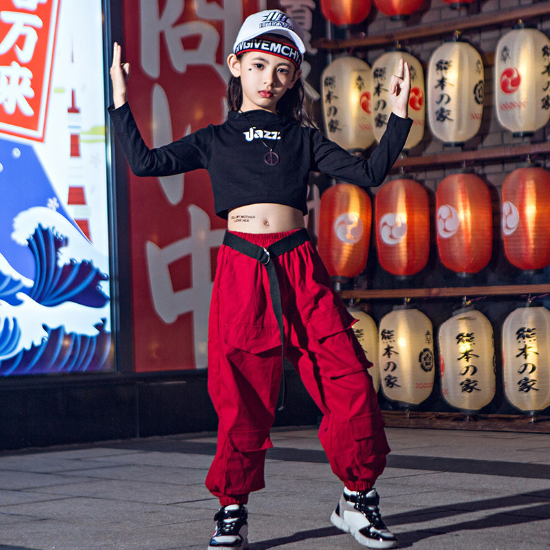 女童街舞潮服爵士舞服装女孩hiphop走秀嘻哈童装儿童元旦演出服装_虎窝淘
