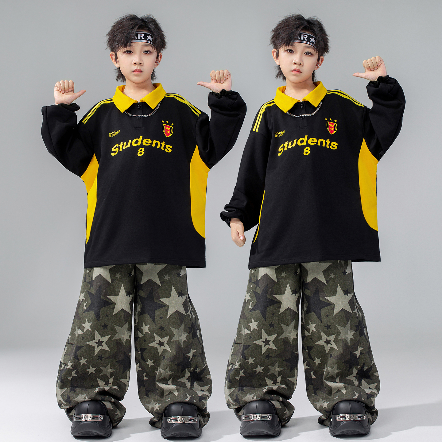 男童街舞潮装嘻哈儿童走秀潮服男孩舞蹈表演服装hiphop元旦演出服