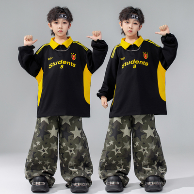 男童街舞潮装嘻哈儿童走秀潮服男孩舞蹈表演服装hiphop元旦演出服