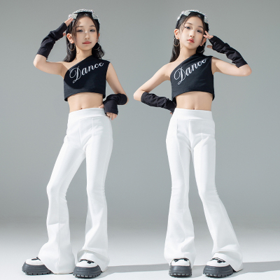 儿童爵士舞服装街舞潮酷女童模特形体训练服修身显瘦瑜伽喇叭裤