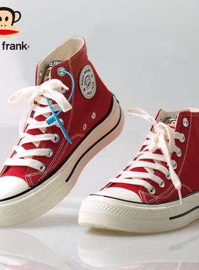 大嘴猴女鞋红色高帮帆布鞋2025秋季新款爆款女生休闲超火厚底板鞋