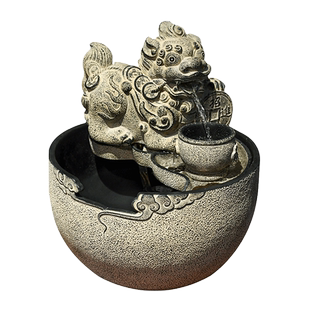 招财流水生财摆件循环水貔貅吐水办公室茶室布置水系景观室内鱼池