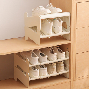 鞋子收纳架家用入门简易门口鞋柜分层隔板鞋架可叠加可伸缩置物架