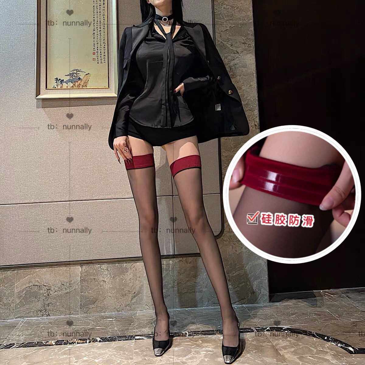丝袜美腿春夏超薄黑边性感长筒
